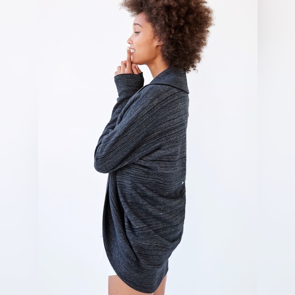 WILFRED Women’s Diderot Open-Front Cocoon Long Sleeve Cardigan, Grey - Small